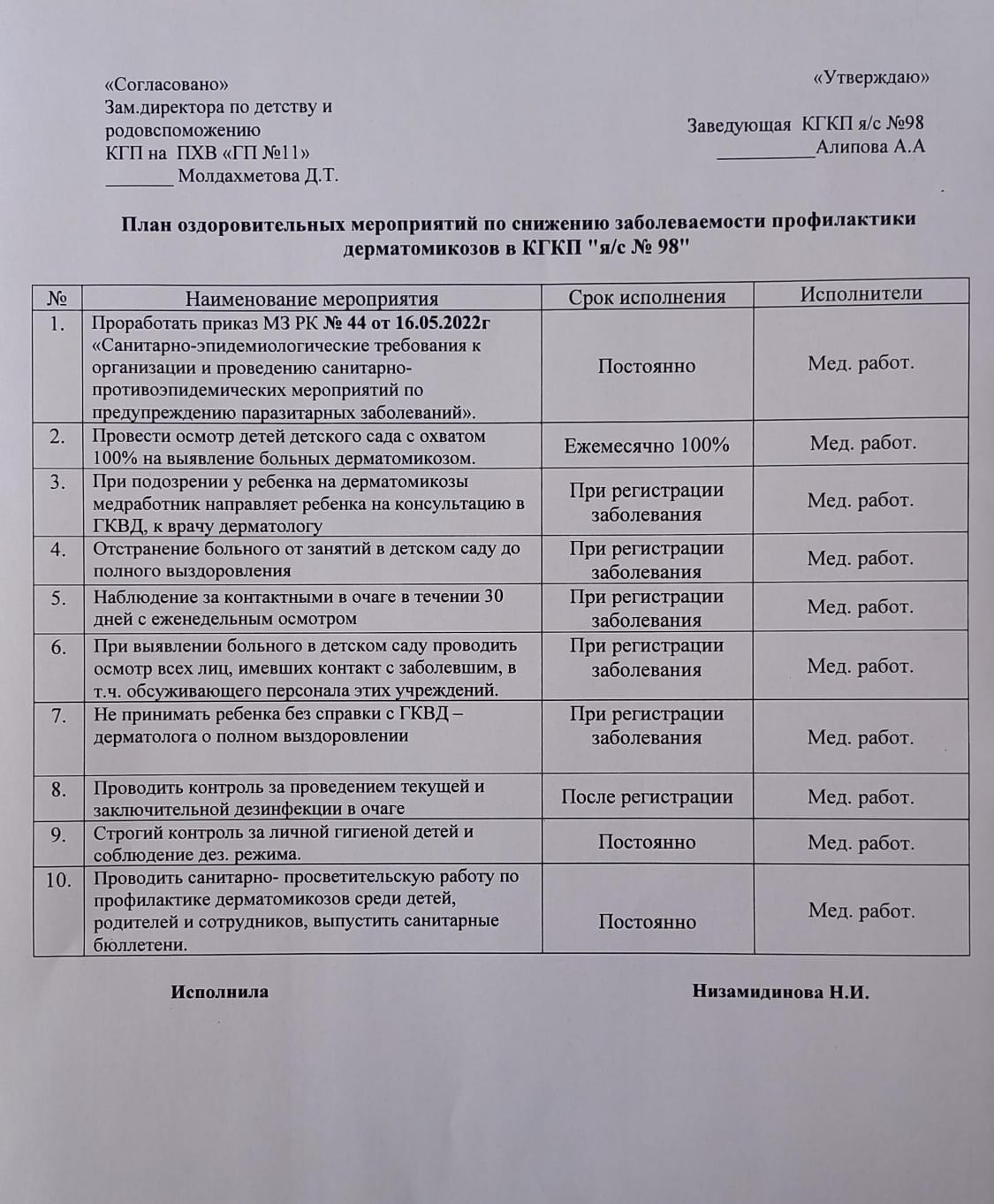 Планы оздоровительных мероприятий по снижению заболеваемости профилактики