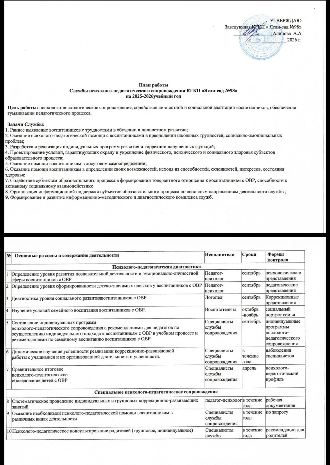 "План работы СППС на 2025-2026 учебный год"